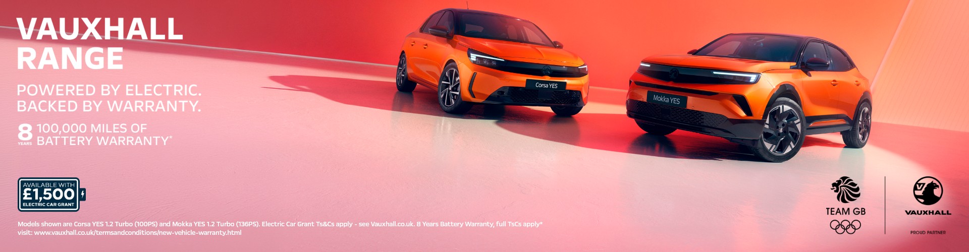 Vauxhall electric range with 8 year battery warranty